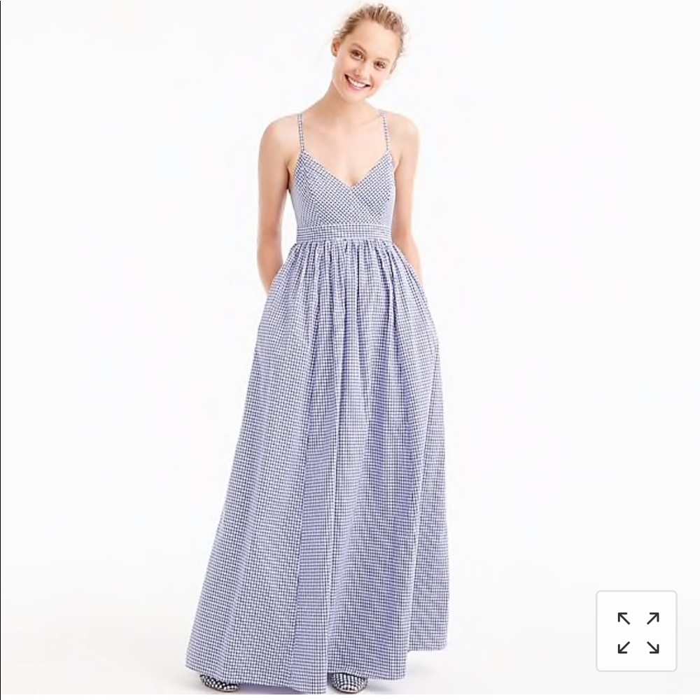 JCrew Long Spaghetti Strap Maxi Dress in Gingham